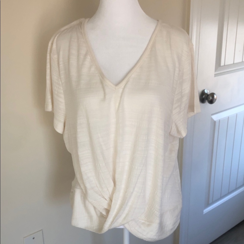 Sanctuary Ivory Twist Front Short Sleeve Top
